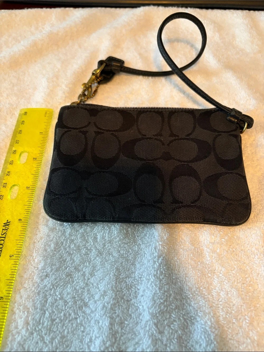 Coach Black Signature Wristlet Pouch with Wrist Strap